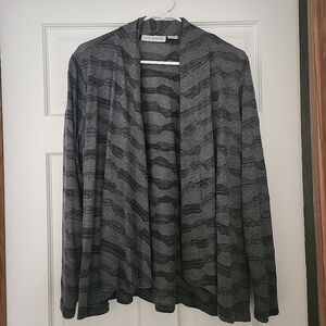 SAG HARBOR XL  Charcoal and Black Open Front Cardigan